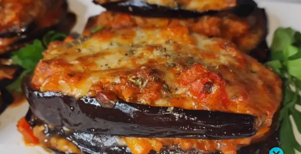 Baked Eggplant with Savory Meat Filling