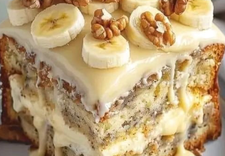 Heavenly Banana Walnut Cream Cake