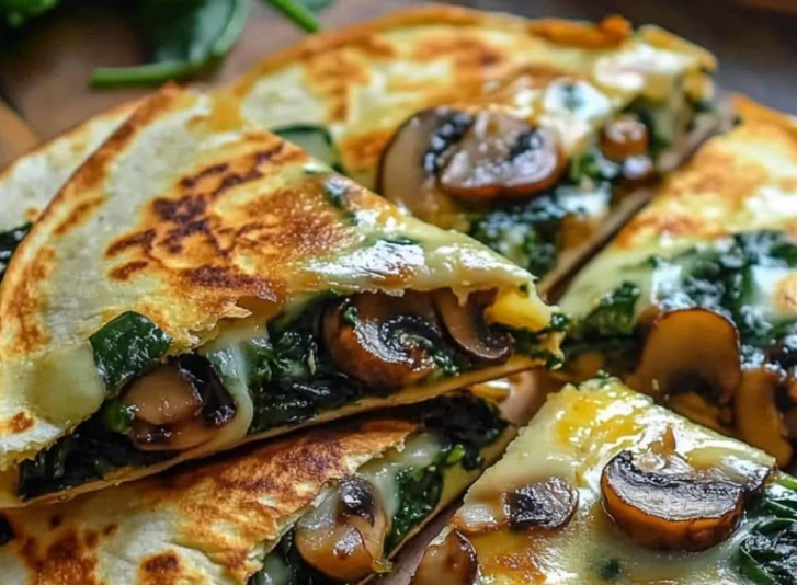 Baked Spinach Mushroom Quesadillas