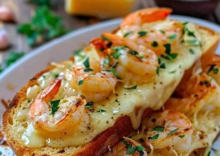 Cheesy Garlic Bread Shrimp Grilled cheese